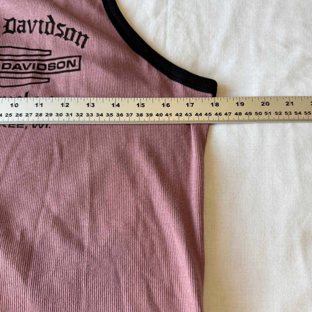 Harley Davidson Women's Ribbed Tank Top Mauve Pink Size Large Black Accent Biker - Picture 8 of 11